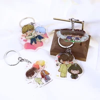 custom kpop bangtan boys double cute cartoon acrylic character printing key chain v suga pendant fans gift