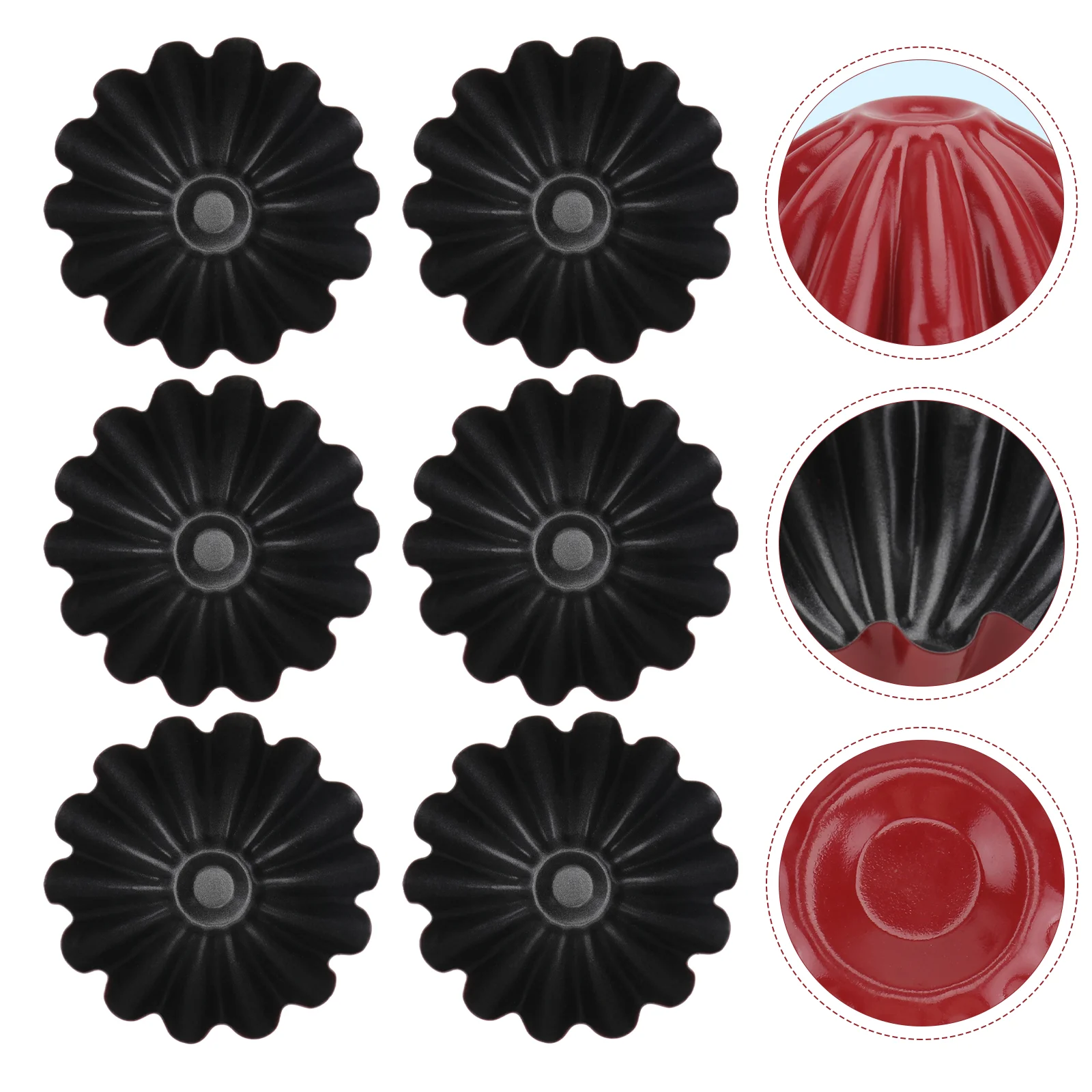 

6pcs Stainless Steel Egg Tart Mold Household Baking Mold Baking Supply (Red)