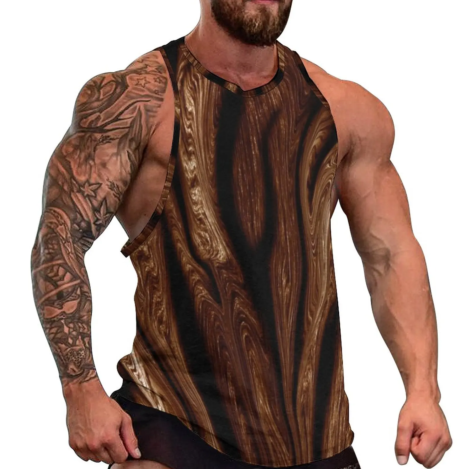 

Tiger Print Summer Tank Top Tropical Animal Workout Tops Man's Graphic Vintage Sleeveless Vests Plus Size