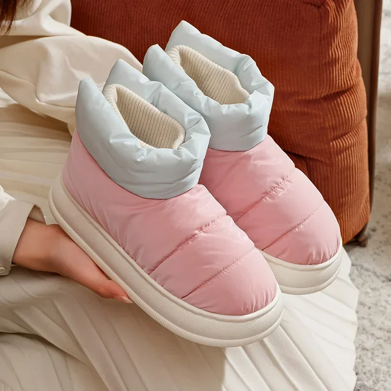 

2023 Winter New Slippers Female Fashion Plush Warm Round Toed Women's Slippers Solid Hight Quality Anti-slip Shoes for Women