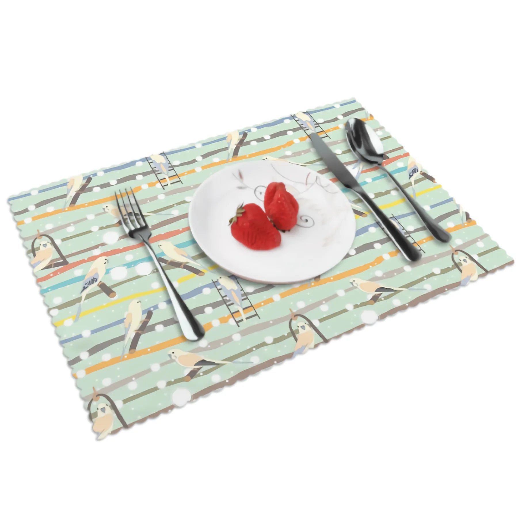 

Cute Parrot Snowflake Placemats for Dining Table Set of 4 Rectangular Heat Resistant Washable Place Mat