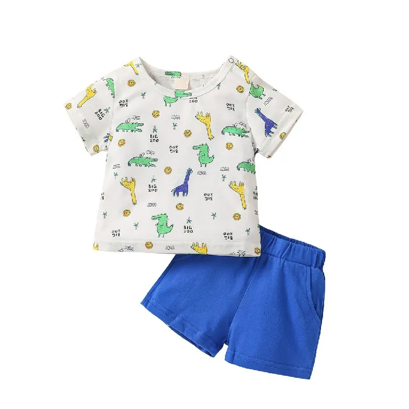 

Baby Boy Clothing Children's Dinosaur Clothes Suits Boys 2-piece Sets Kids Indoor Homewear Short Sleeve + Shorts Cotton Outfit