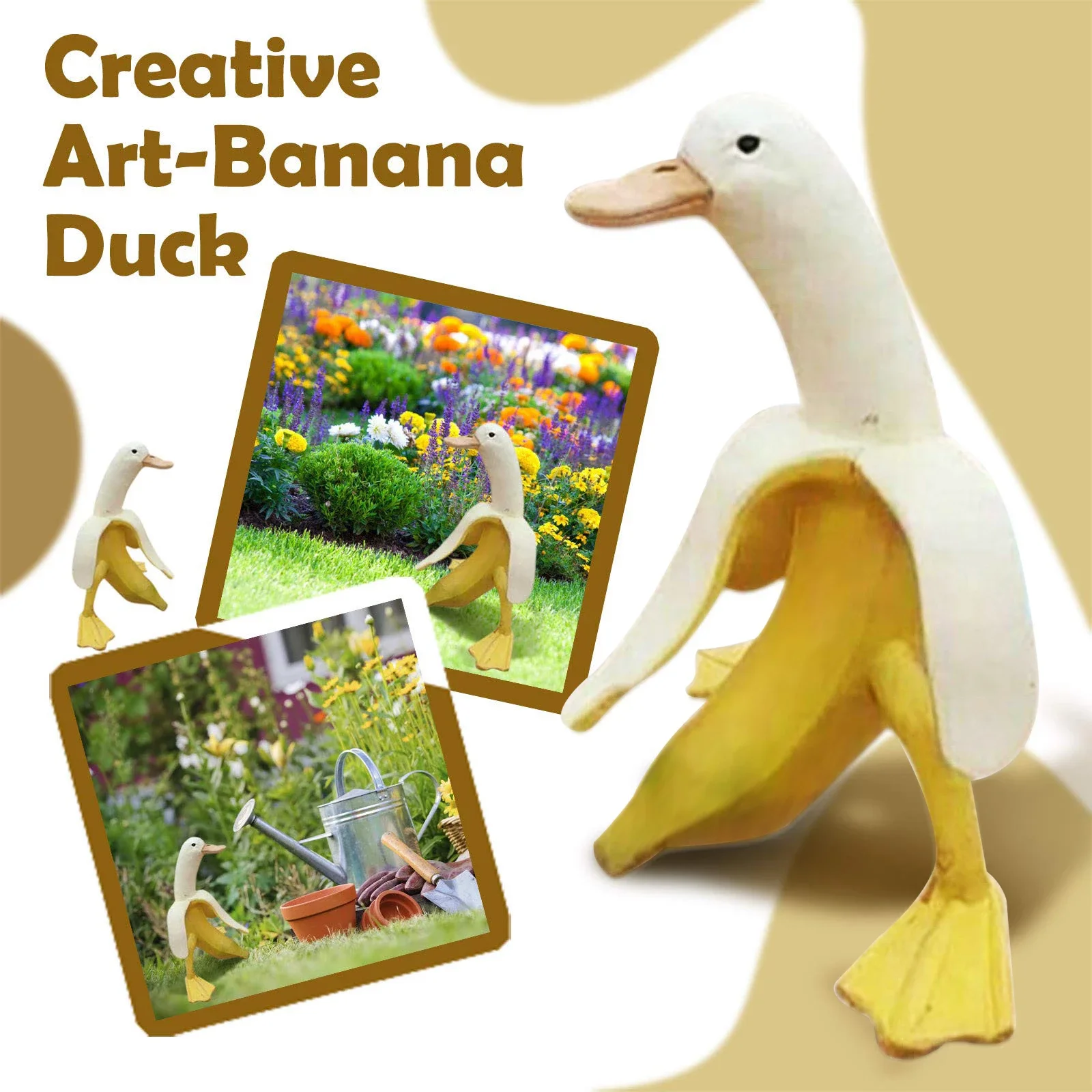 

Newest Yard Decorations Art Peeled Banana Garden Statue Creative Duck Statue For Outdoor Decor Garden Ornaments Accessories