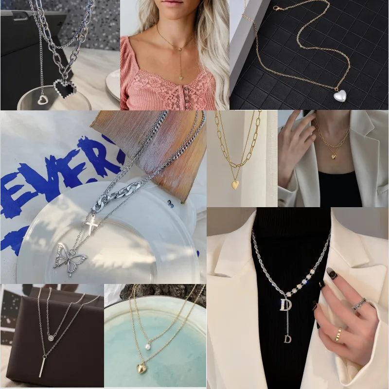 

Creative Retro Heart Clvicle Chain Simple New Butterfly Pendant Necklace
