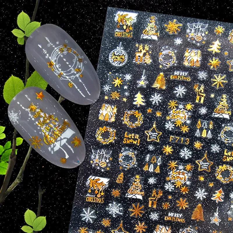 

NEW Nail Sticker Decals Self-adhesive Stickers for Nails Cute Christmas Tree Star Stickers for Manicure Nail Art Decoration