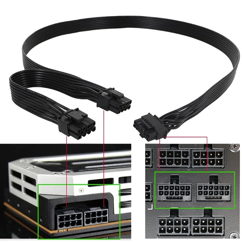 

16-контактный (12 + 4) PCIE5.0 GPU адаптер линия ATX3.0 16Pin Pci-e 5,0 до Dual- 8pin Male видеокарта кабель 16pin до 8pinx2