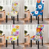 flower theme print chair cover for dining room floral chair protector seat covers for kitchen stools home party hotel decoration