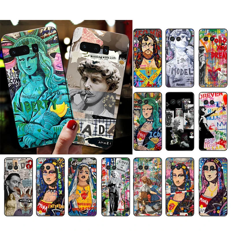 

Phone Case for Google Pixel 7 Pro 7 6A 6 Pro 5A 4A 3A Pixel 4 XL Pixel 5 6 4 3 XL 3A XL 2 XL Street Graffiti Art Mona Lisa David