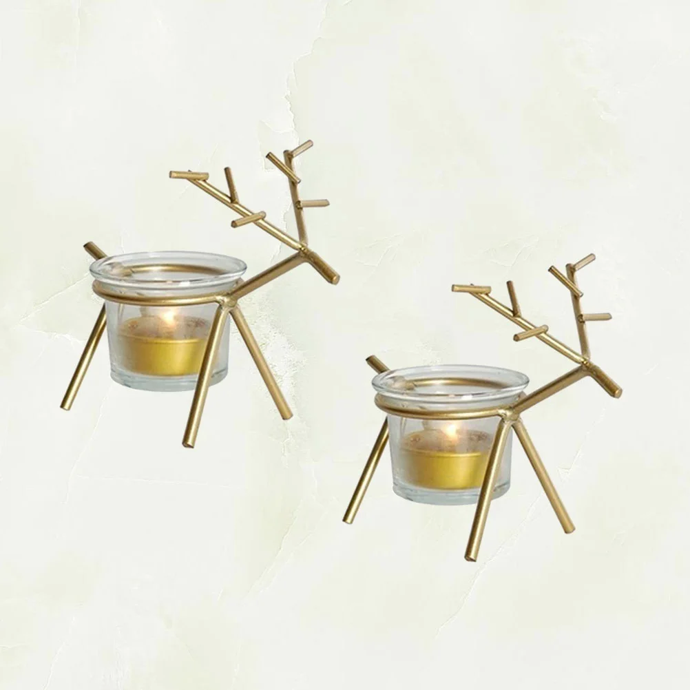 

Holder Christmastable Reindeer Candlestick Tealight Light Tea Iron Decorations Stand Holders Deer Lightsdecorationglass