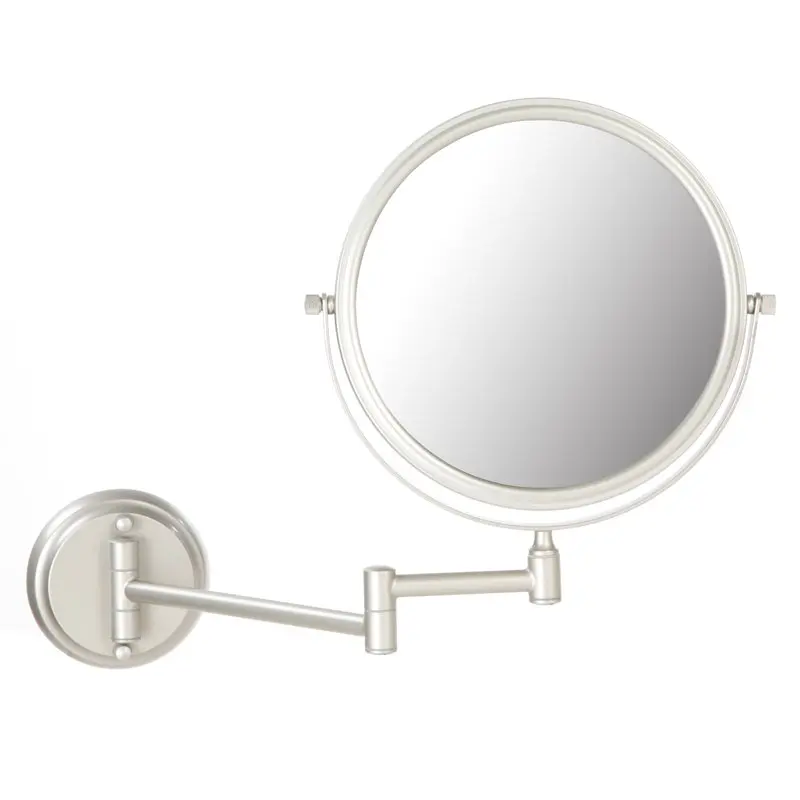 

Gorgeous 8 inch Satin Nickel Finish Wall Mount Round Mirror: Perfect Homes & Garden Decoration and Accent Piece.