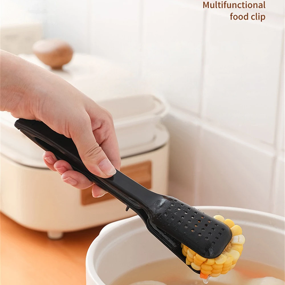 

Multifunctional Food Clip Two-in-One Kitchen Barbecue Food Tongs Steak Bread Clip Detachable Spoon Colander Cooking Accessories