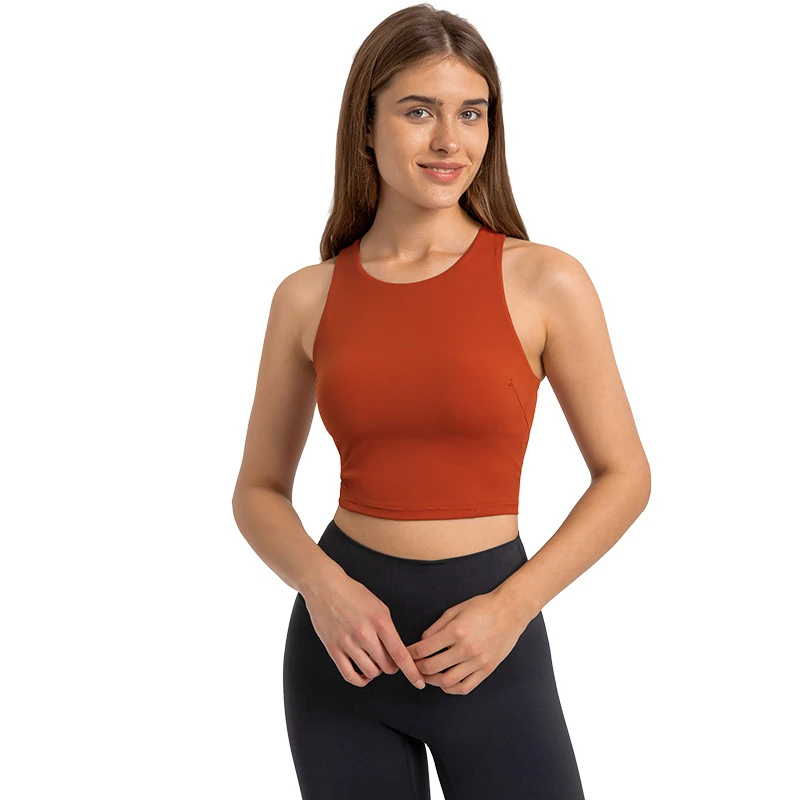 

Solid Color Seamless Sports Bra Women Fitness Yoga Tank Top High Neckline Crop Top Sexy Push-up Underwear Gym Workout Sportswear