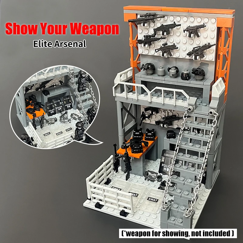 WW2 Военный Арсенал Оружие Дисплей MOC Кирпичная модель DIY Коллекция сцен Детский