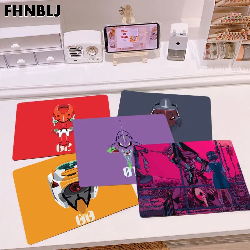 

Evangelion Logo Rubber Small Desktop Desk Mat Kawaii Gaming Accessories Students Writing Pad Deskpad Home Decor