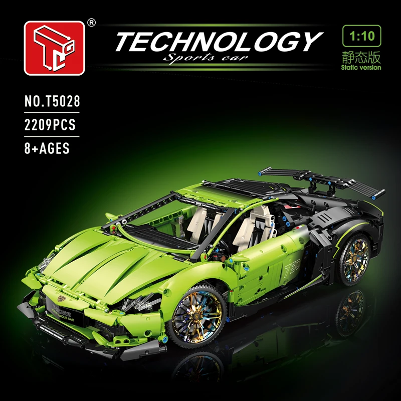 

High-Tech 1:10 T5028 2209Pcs Building Blocks Famous Sport RC Cars With Motor Adult MOC Bricks Toy Model Children Christmas Gifts