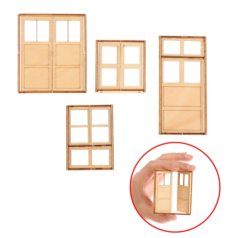 

1/12 Dollhouse Furniture Simulation Miniatures Wooden Window DoorFor Kids DIY