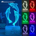 Светодиодный ночник с USB, 3D Настольная лампа с дельфином, светодиодный ночник с изменением цвета, светодиодный светильник для детей, подарок, фонарь для океанской жизни