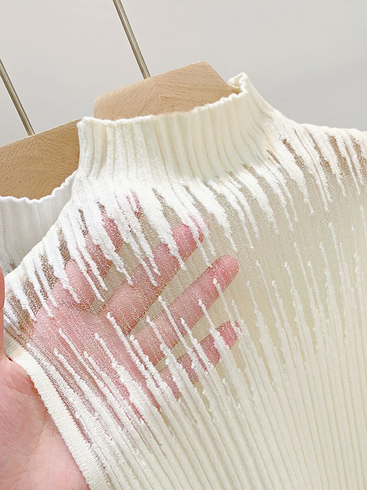 Женский трикотажный свитер без рукавов облегающий пуловер для лета 2024 sg408