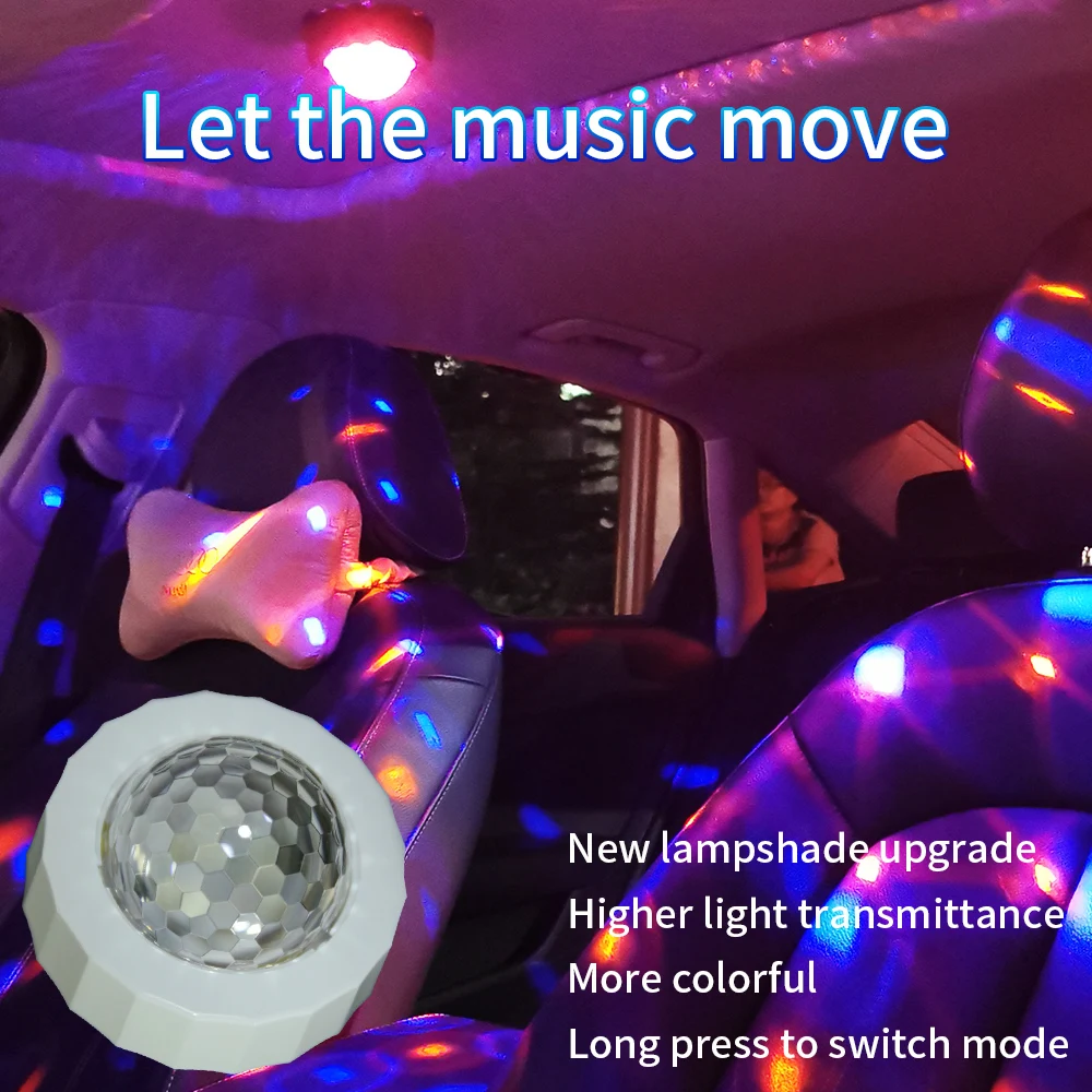 

Миниатюрный разноцветный музыкальный RGB-светильник EURS Car DJ, автомобильная атмосферная лампа для праздника, вечеринки, караоке, дискотеки, маленький волшебный шар, светильник
