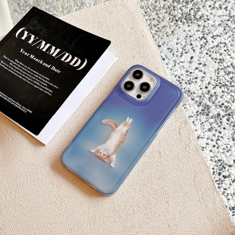 

Inverted Cat Pattern Translucent IMD Case For iphone 14 14Promax 11 13 13ProMax XR XS X XSMAX 11ProMax 12Pro 12 Soft Shell