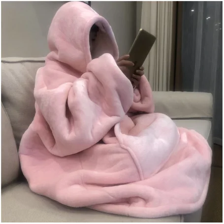

Winter Thick Comfy TV Blanket Sweatshirt Solid Warm Hooded Blanket Adults and Children Fleece Weighted Blankets for Beds Travel
