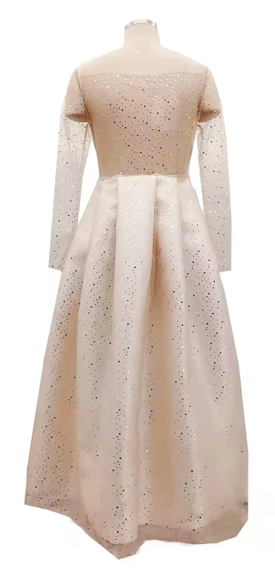 Elegant  For Women Evening Dresses Prom Formal Designer Clothing  Round Neck Long Sleeve Slim Dress Sequined Long Princess Skirt