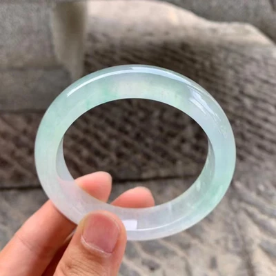 

zheru jewelry natural Burmese light jadeite 54mm-64mm bracelet elegant princess jewelry for mother to girlfriend