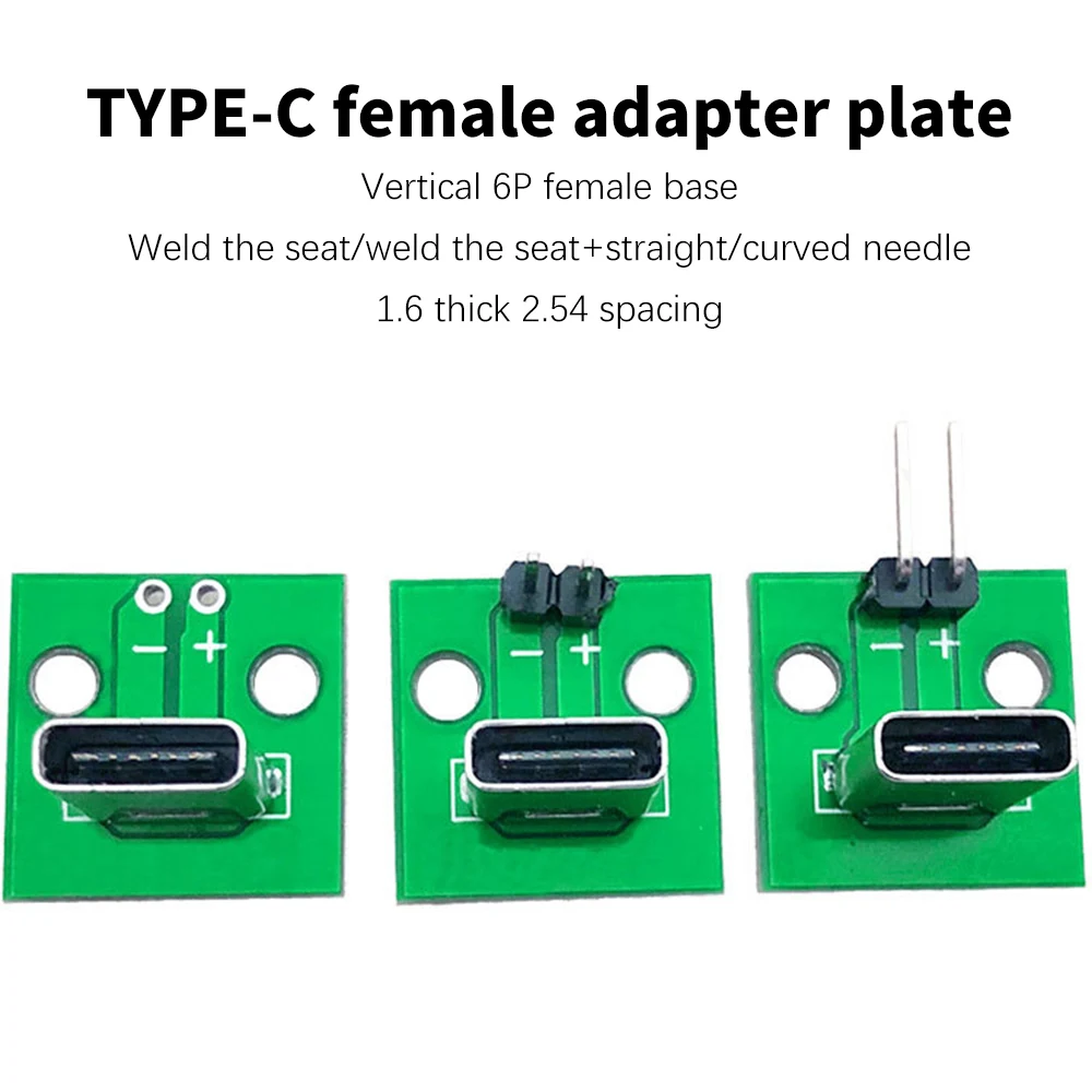 

Vertical TYPE-C female connector board 6P adapter board female connector with PCB board wire test board Module + bending pin