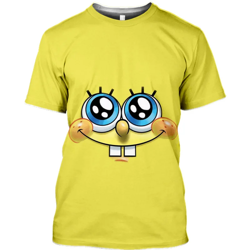 

New Hip Hop Yellow Bob 3D T Shirt Boys Girls Sponge Kids T-shirt Sports Short Sleeve Anime Cartoon Unisex Short Sleeve Top