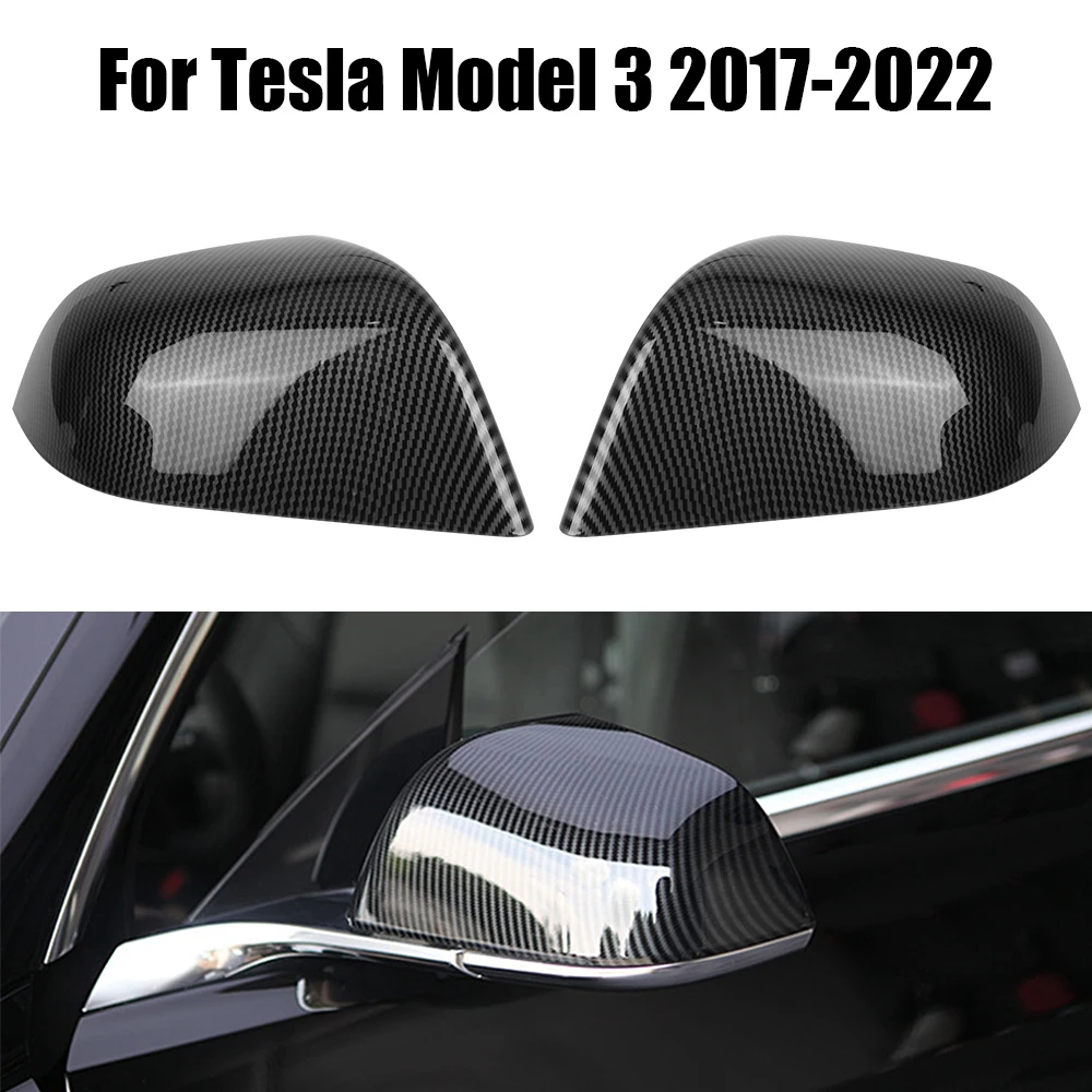 

For Tesla Model 3 2017-2022 ABS Carbon Fiber Car Accessories Side Mirror Cover Replacement 2Pcs Rearview Mirror Cover Cap