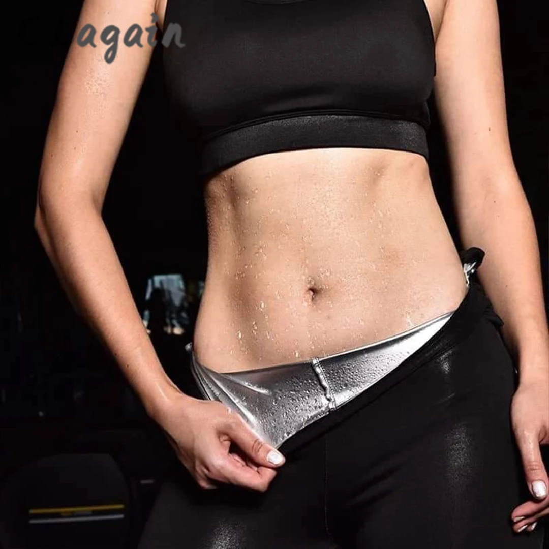 

Women High Waist Shaping Slimming Pants Silver coating Weight Loss Waist Trainer Fat Burning Sweat Sauna Capris Leggings Shapers