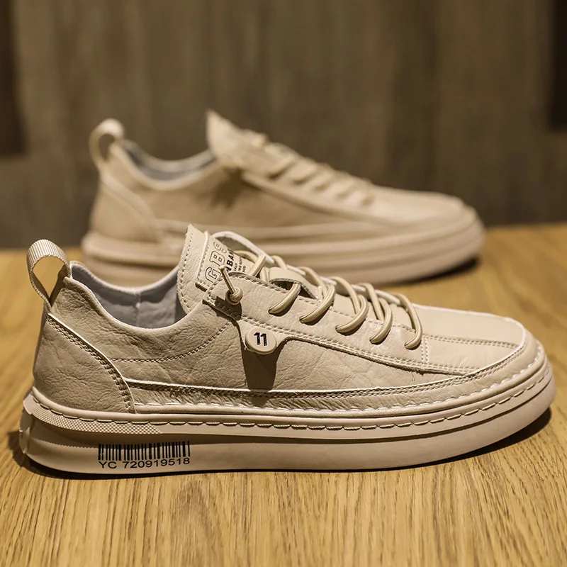 

Spring Summer Casual PU Leather Shoe Trend Men's Shoes Wild Mens Flats Shoes Waterproof Non-slip Board Shoe Male Footwear 2023