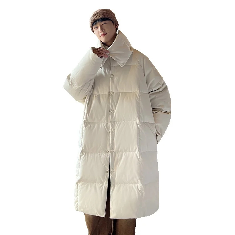Winter Jacket Men Warm Fashion Oversized Thickened Long Coat Men Korean Loose Black Beige Thick Jacket Mens Parker Clothes M-2XL