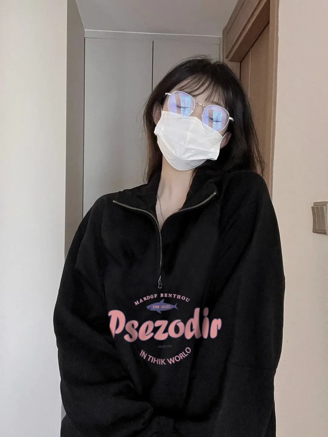 Винтажная толстовка с большим вырезом женская воротником-поло большие размеры