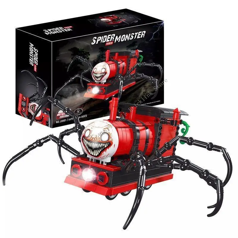 New 649 parts Spider Monster Train Charles Toy Vehicles Models Building Blocks for Adults DIV Halloween Educational Toys Gift
