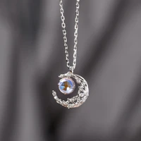 women vintage alloy moon rhinestone pendant necklace simple clavicle chain
