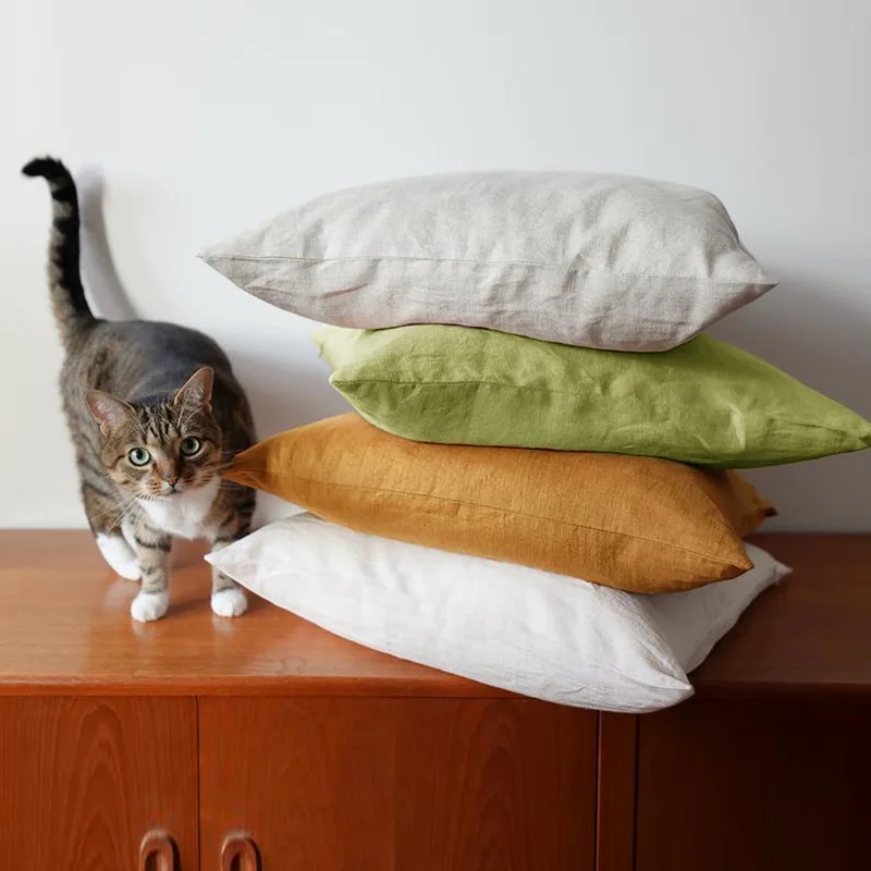 Декоративные льняные наволочки для диванных подушек мягкая декоративная