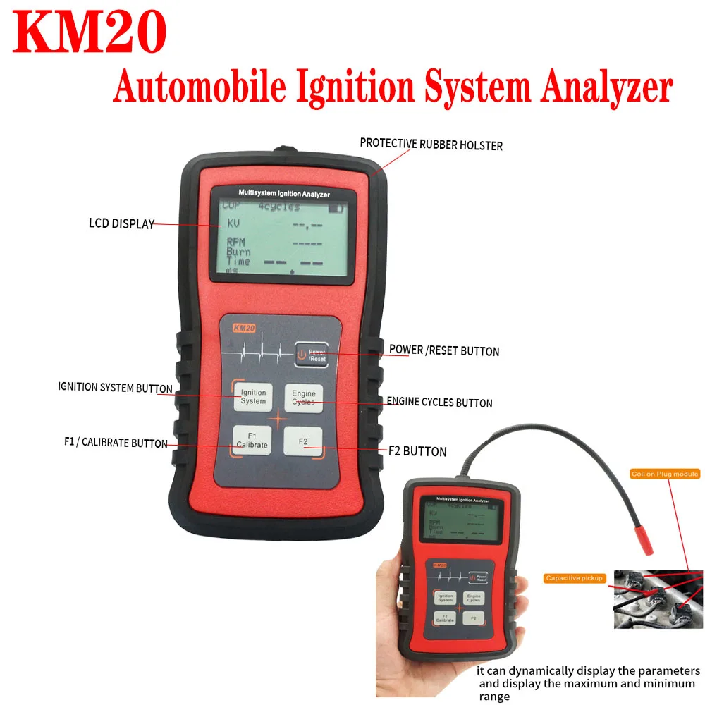 Анализатор зажигания KM20 измеритель оборотов в минуту тестер свечей двигателя