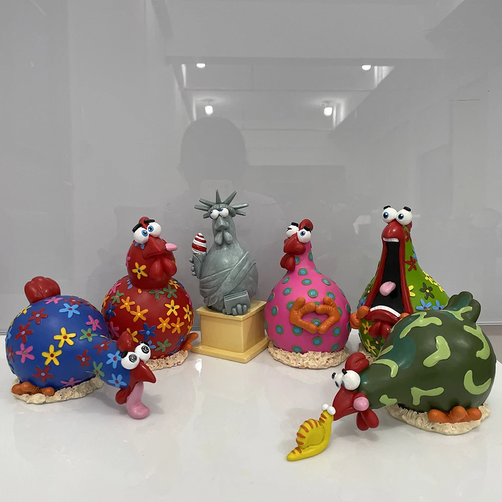 

Забавная полимерная статуя курицы, украшение для сада и стола, сказочное украшение для двора, забавная милая фигурка цыпленка, Художественн...