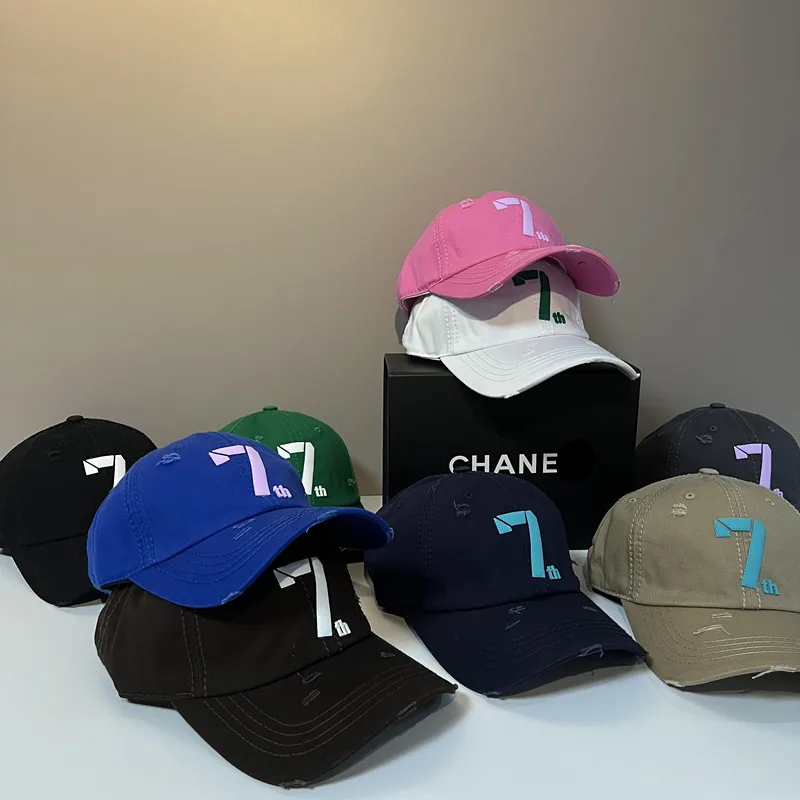 

Бейсболка Number 7 в Корейском стиле для студентов, кепка с дырками для лица, маленький всесезонный уличный солнцезащитный козырек