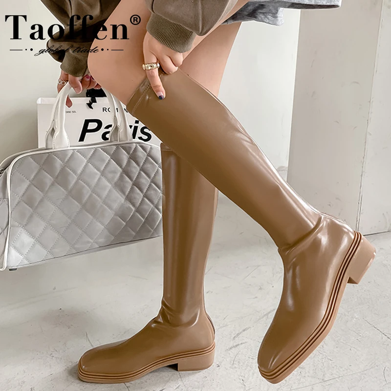 

Taoffen/Размеры 33-40; Новое поступление 2023 года; Женские высокие сапоги на квадратном каблуке; Женская зимняя обувь; Модные повседневные женские сапоги до колена; Обувь