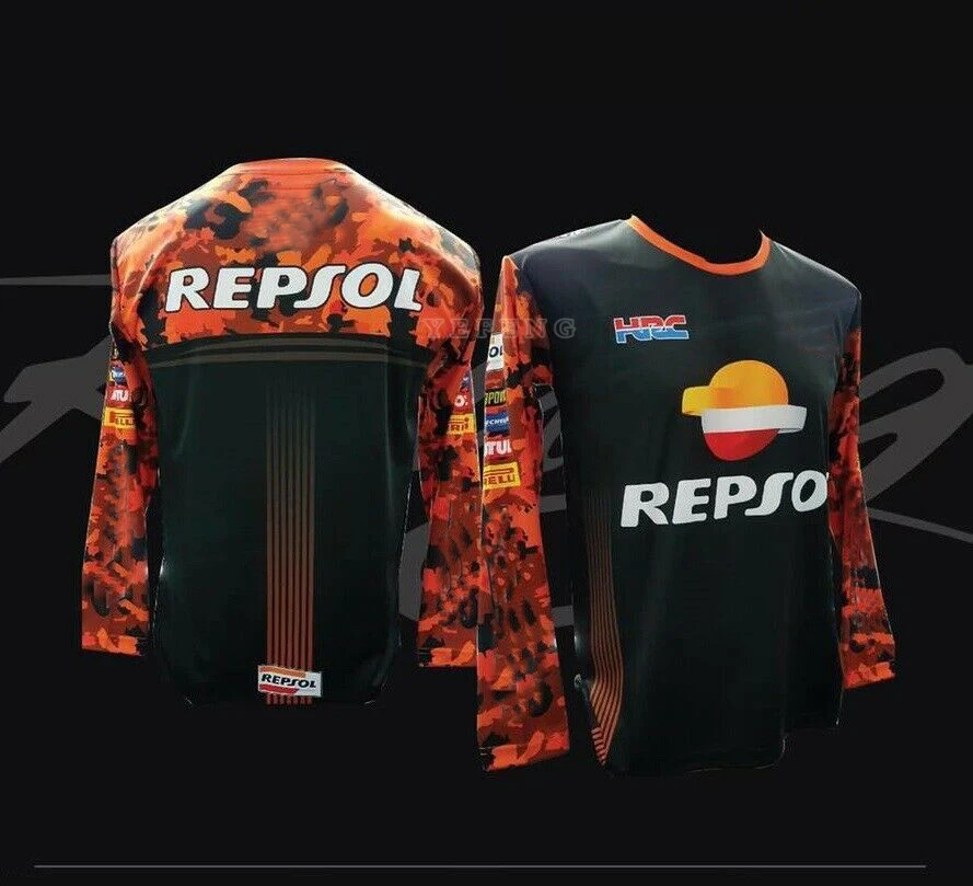 

For Honda HRC Repsol Motocross Motorbike MTB Bike Long-sleeve Motorcycle Team Racing Quick-dry Jersey Men's Anti-UV Do Not Fade