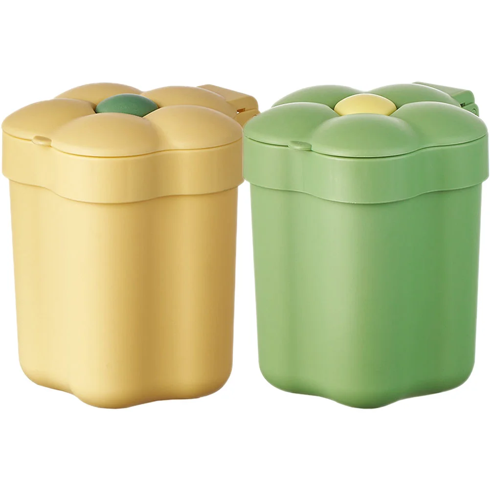 

2pcs Flower Shape Desktop Trash Can Small Garbage Bin Waste Can for Home Office Table