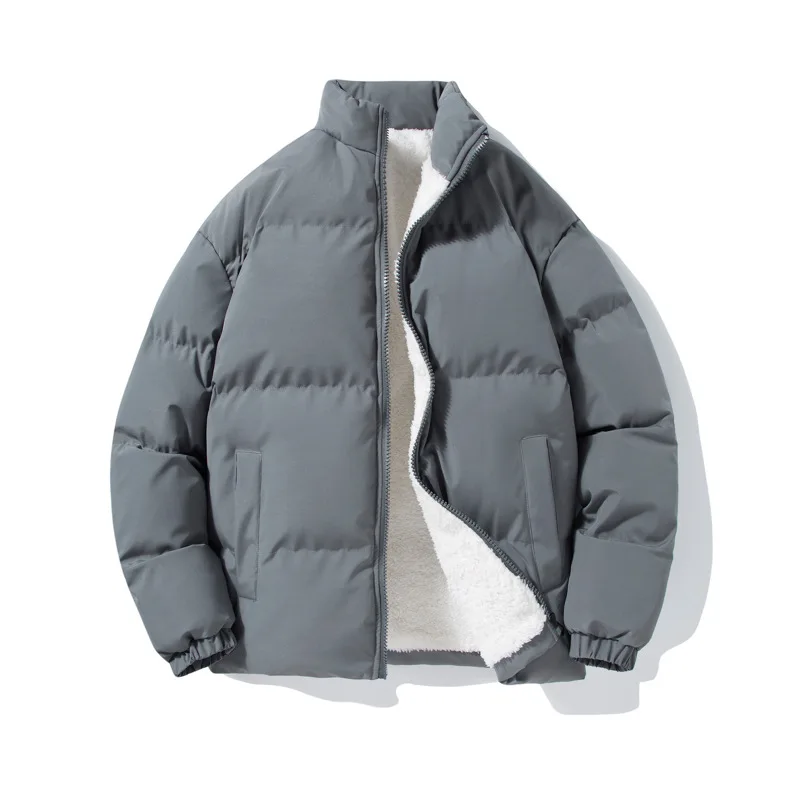 

Fleece Parka Jacket Mens Winter Coat Warm Lamb Velvet Jacket Solid Color Bomber Jacket Male Windproof Jacket L-8XL Streetwear