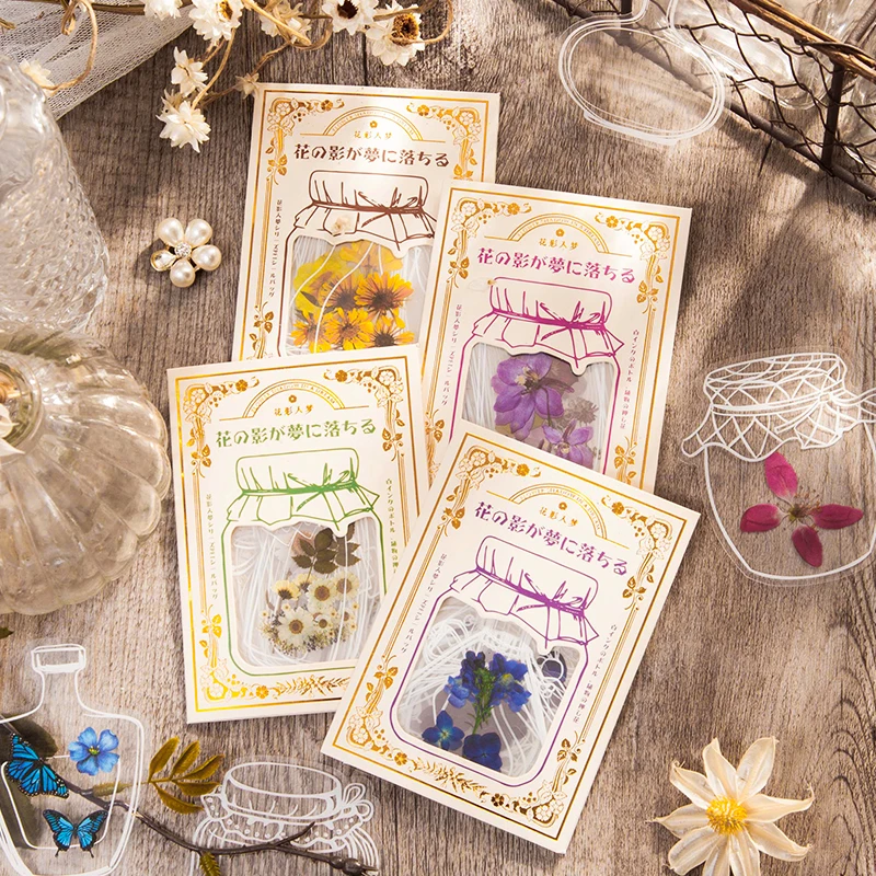 

20Packs Wholesale Stickers Rose Flower Bottle Plant Floral Stationery Waterproof Decorative Scrapbook diary Material supplies