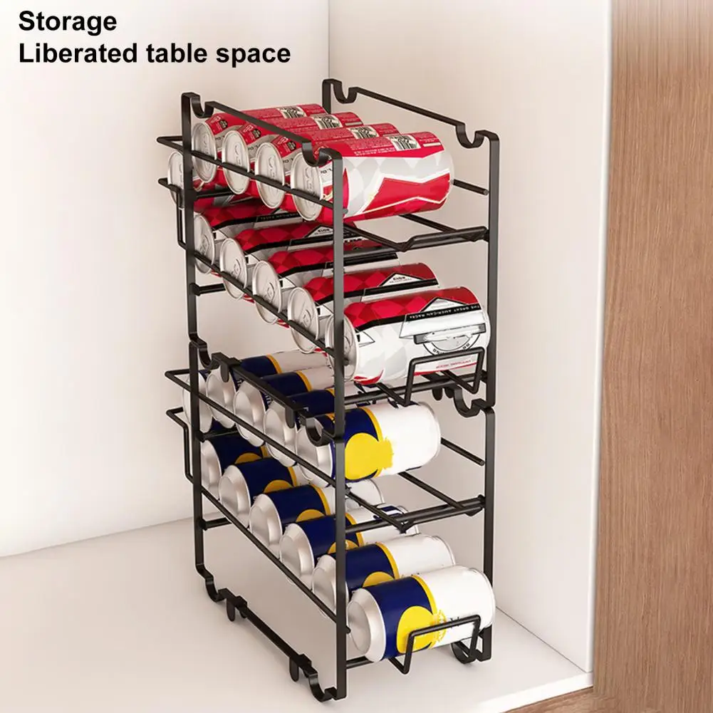 

Cabinet Organizer Double Layer Self-rolling Organizer Efficient Refrigerator Pantry Storage Rack for Soda Cans Ideal Home
