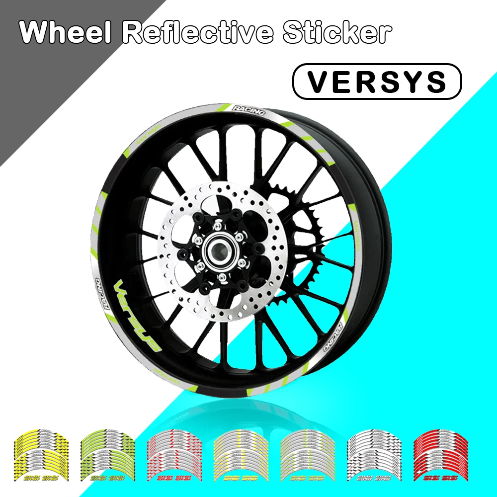 

for KAWASAKI VERSYS X300 650 1000 Motorcycle Accessories Front Rear Wheel Tire Rim Decoration Adhesive Reflective Decal Sticker