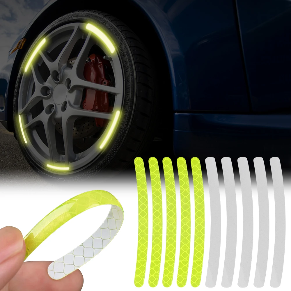 

20pcs Car Wheel Hub Reflective Sticker Tire Rim Reflective Strips Luminous for Night Driving Car Bike Motorcycle Wheel Sticker