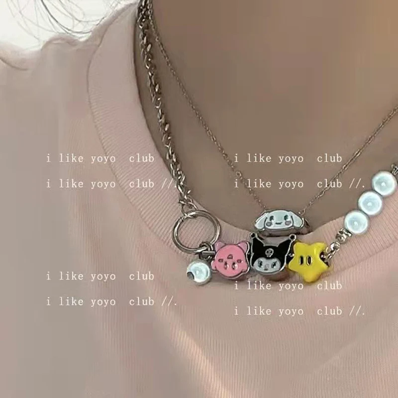 

Аксессуары Kawaii Sanriod, ожерелье Kuromi My Melody Cinnamoroll, красивое ожерелье, кулон, мультяшный браслет для пары, подарки для девочек