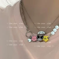 kawaii sanriod accessories necklace kuromi my melody cinnamoroll beauty necklace pendant cartoon couple bracelet gifts for girls